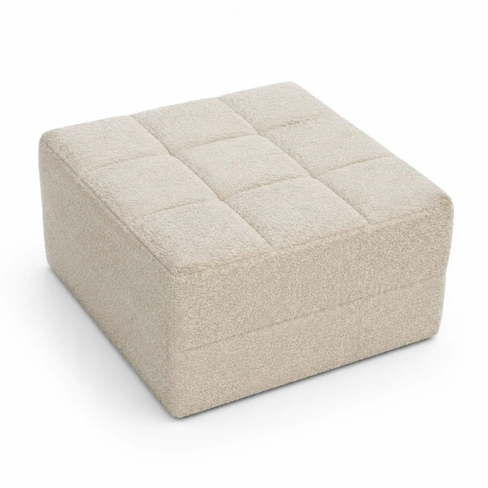 Kwadratowy puf tapicerowany tkanina poliestrowa Beżowy 50x50x30 cm
