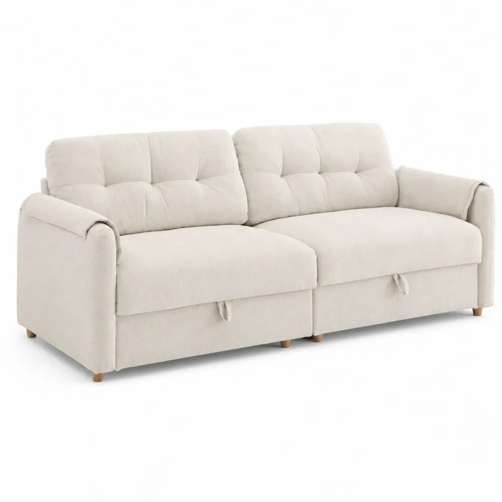 Beżowa sofa 3-osobowa z tkaniny 230x90x85 cm
