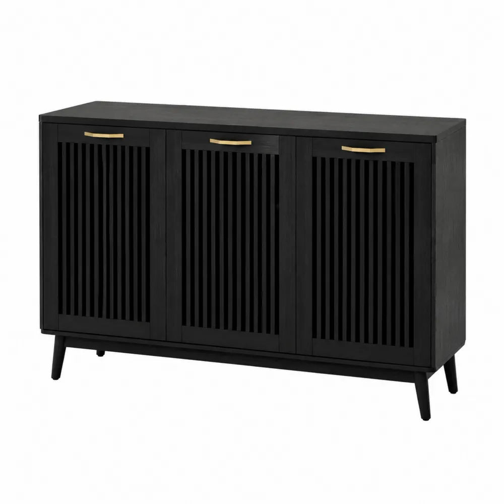 Kredens drewniany czarny z metalowymi uchwytami 120x40x80 cm