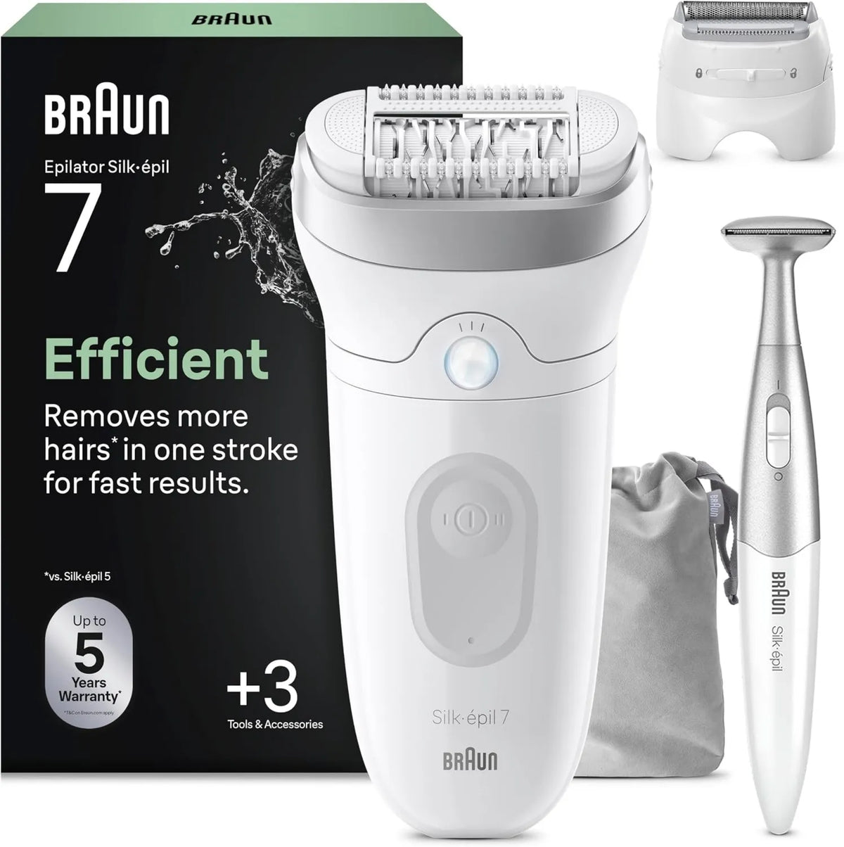 Braun, Bezprzewodowy, srebrny, Dyligator Elektryczna Kobieta Jedwabny Epil 7 7- 241, wodoodporny, Masaż nasadowy Roll