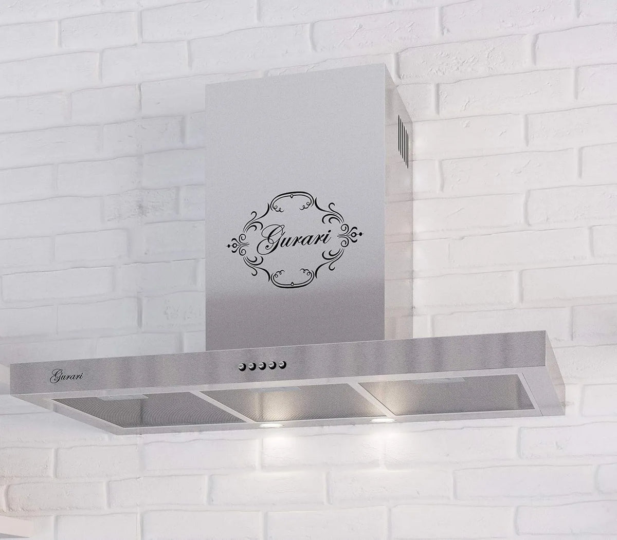 Gurari okap kuchenny, 70 cm, 1000 m3 / h, 3 prędkości, montaż ścienny, stal nierdzewna, 3 filtry metalowe, LED, 461 IS m3/h