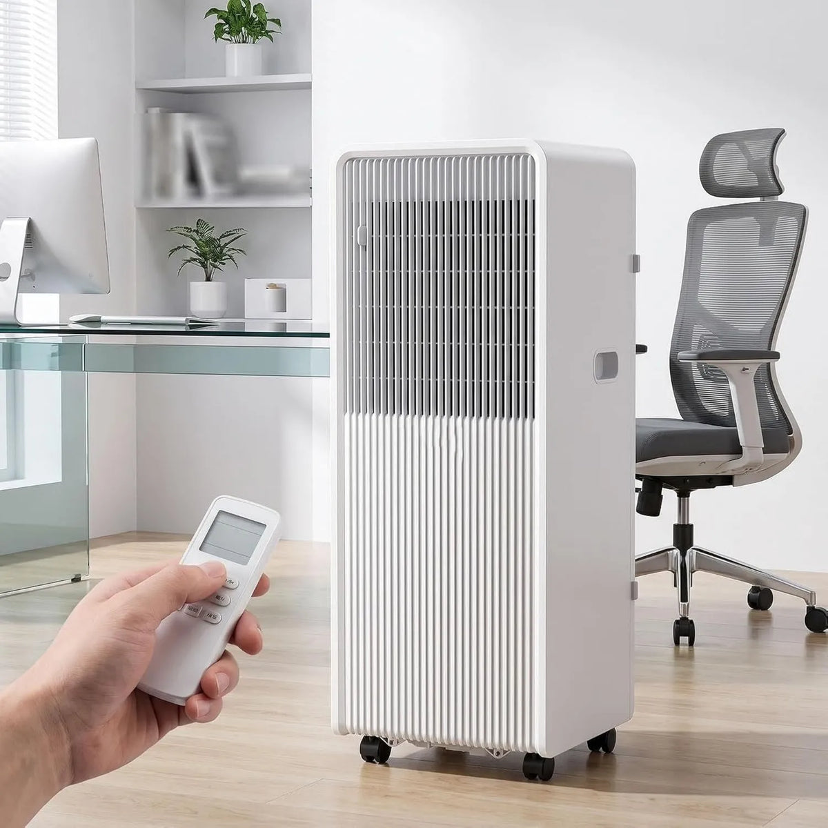 HUANQIN klimatyzator przenośny, 24- H Klimatyzator, Przenośny, minutnik, 10000 BTU, Inteligentny klimatyzator Wentylator 24H Stoper osuszacz powietrza Office Remote