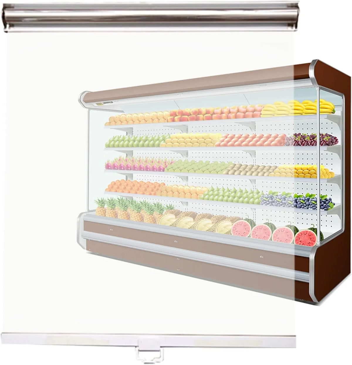 LXLZYXSF, Lodówka W95cmxH150 cm, IP65, Rozmiar: W95cmxH150 cm, Sklepy przezroczyste plastikowe bębny Sklep dla Supermarket Owoce Vitrine