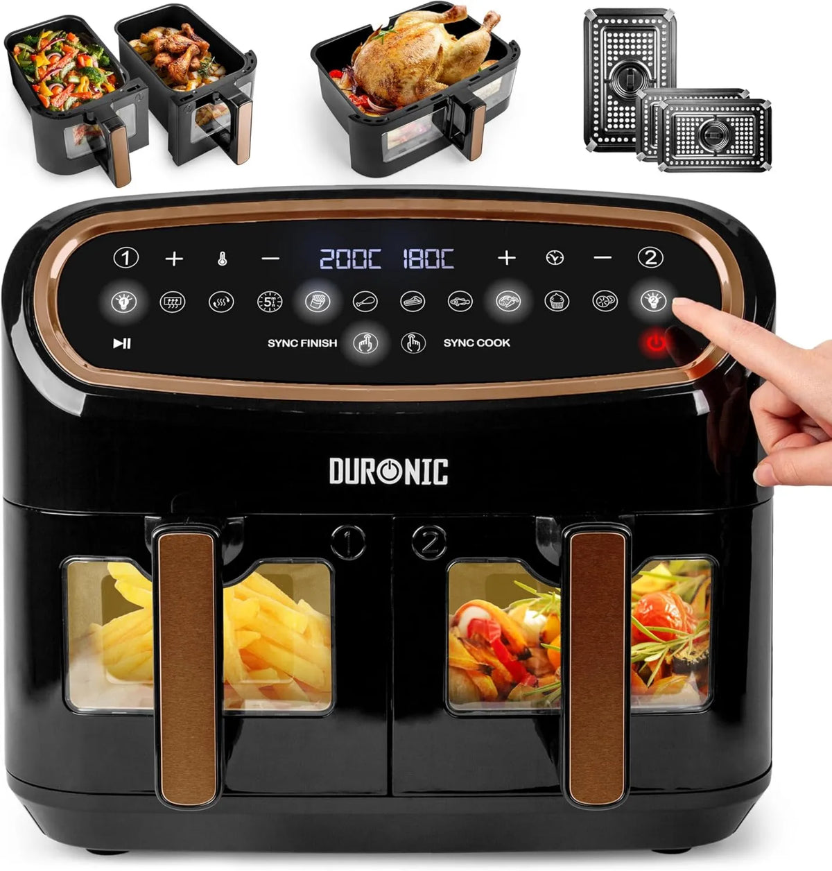 Duronic frytkownica beztłuszczowa, 10 l, 2400 W, 10 programów, AF34