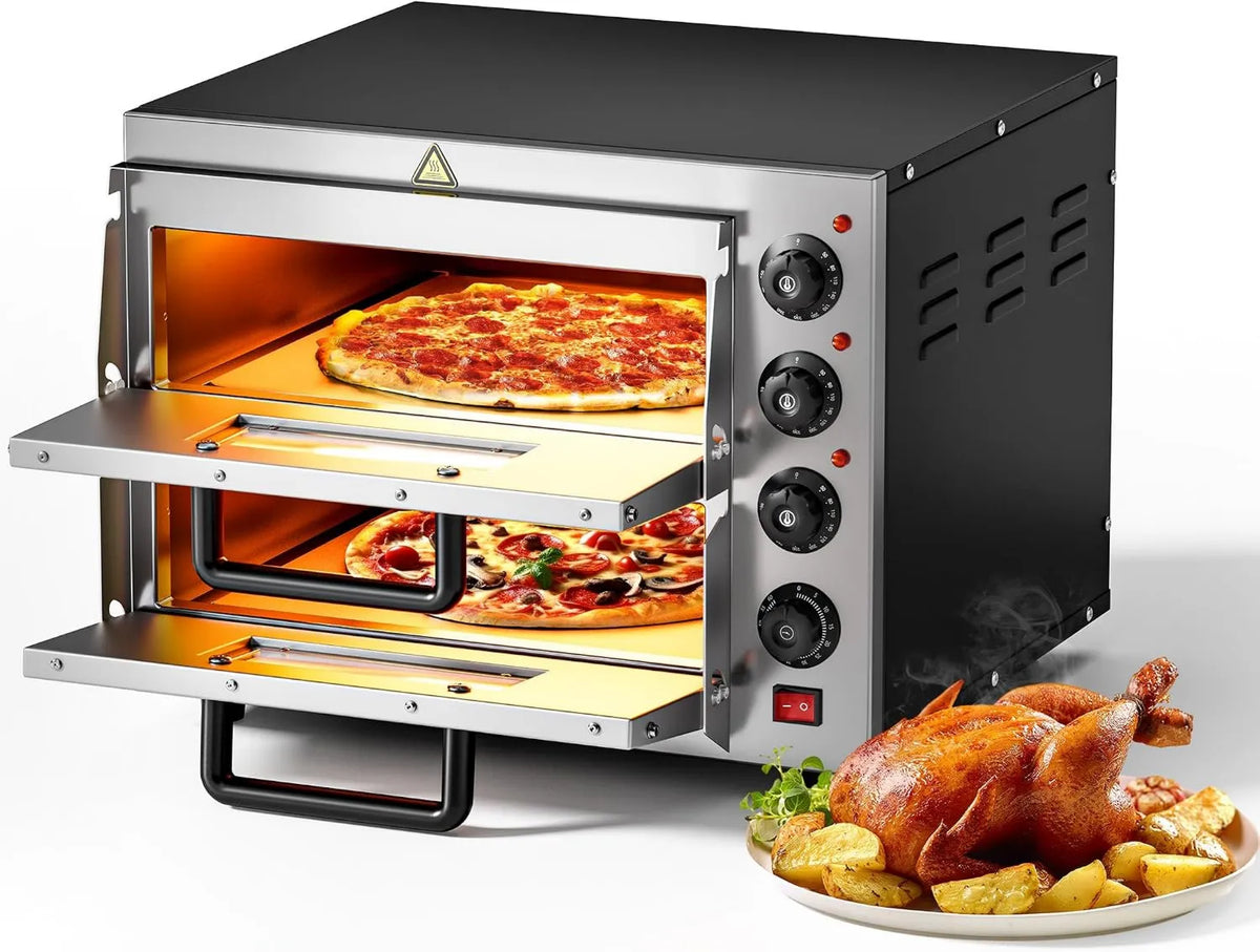 WilTec piec do pizzy, Elektryczny mini piekarnik do pizzy, 570 x 560 x 440 mm, 3000 W, catering, Żywność ogniotrwały kamień w Corderite, Gastronomia kuchnia sprzętu