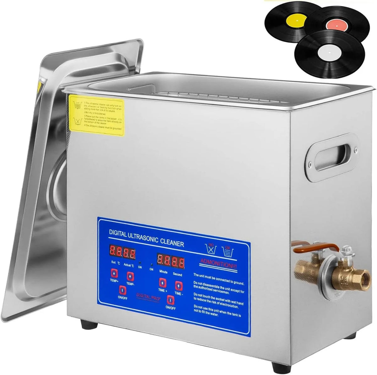 Generic, Grzejnik elektryczny, 6 l, 180 W, zegar, profesjonalny, czyści 1 do 6 dysków jednocześnie, 40 kHz
