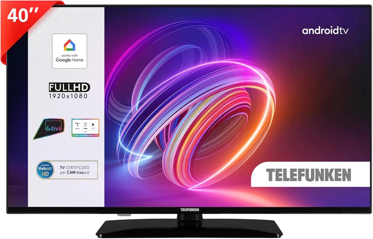TE40750B49V4DAZ DVB-T2 telewizor Smart TV, Full HD, HDR10, telewizor LED 40' z wbudowanym Google Assistant, kompatybilny z Google Home, Dolby Audio