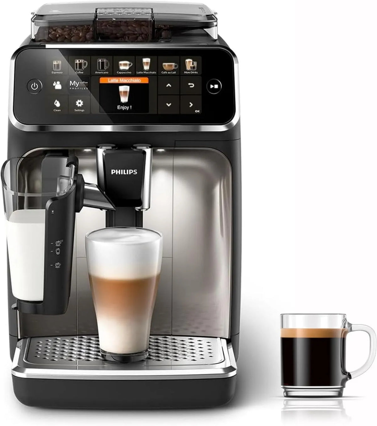 Philips EP5447/90 ekspres do kawy, 000 filiżanek, praca automatyczna, 5400 Series W pełni automatyczny Ekspres do Kawy, Spieniacz LatteGo