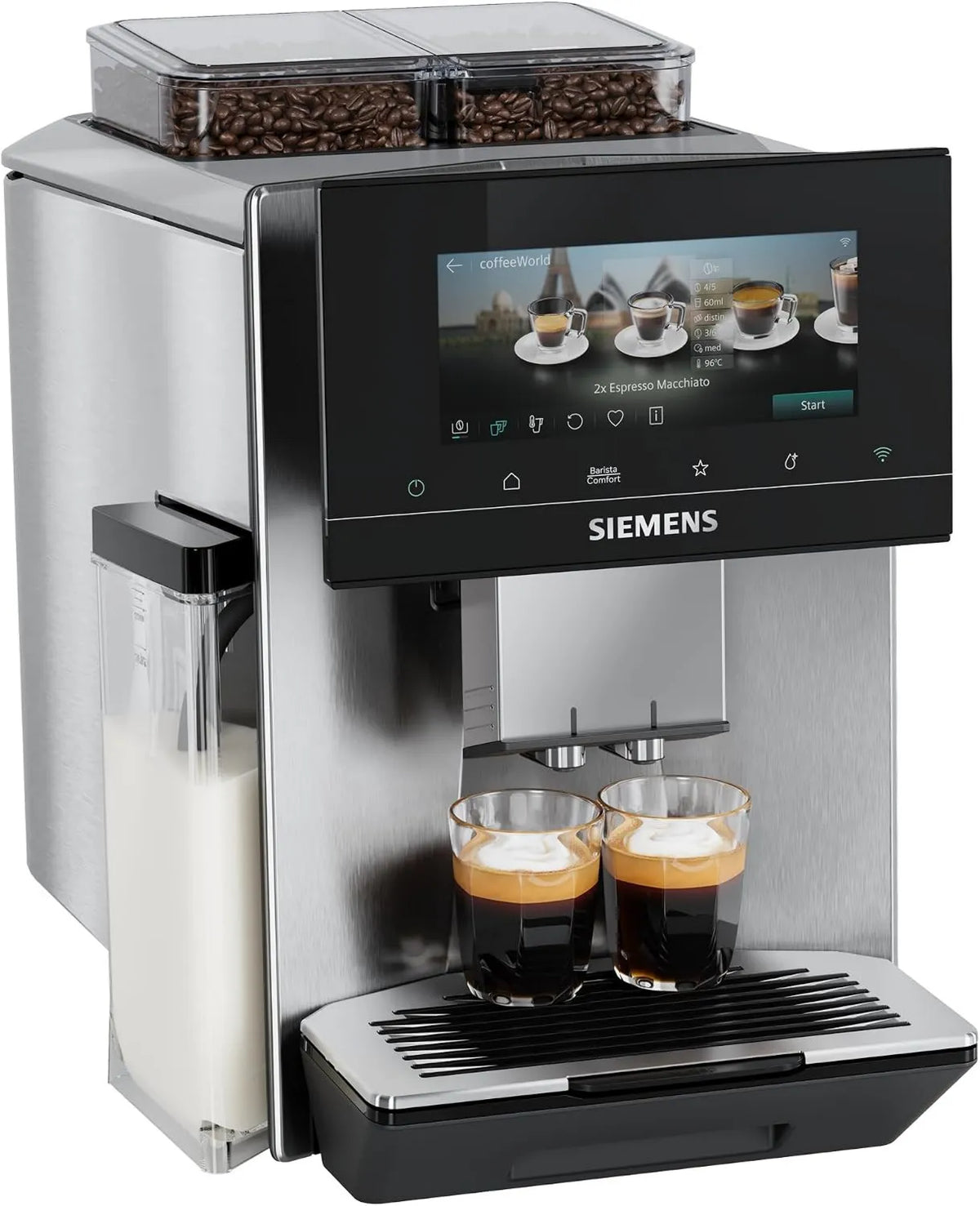 Siemens EQ900 TQ927E03 ekspres ciśnieniowy, stal nierdzewna, praca automatyczna, automatyczny ekspres do espresso, iAroma, precyzyjne mielenie