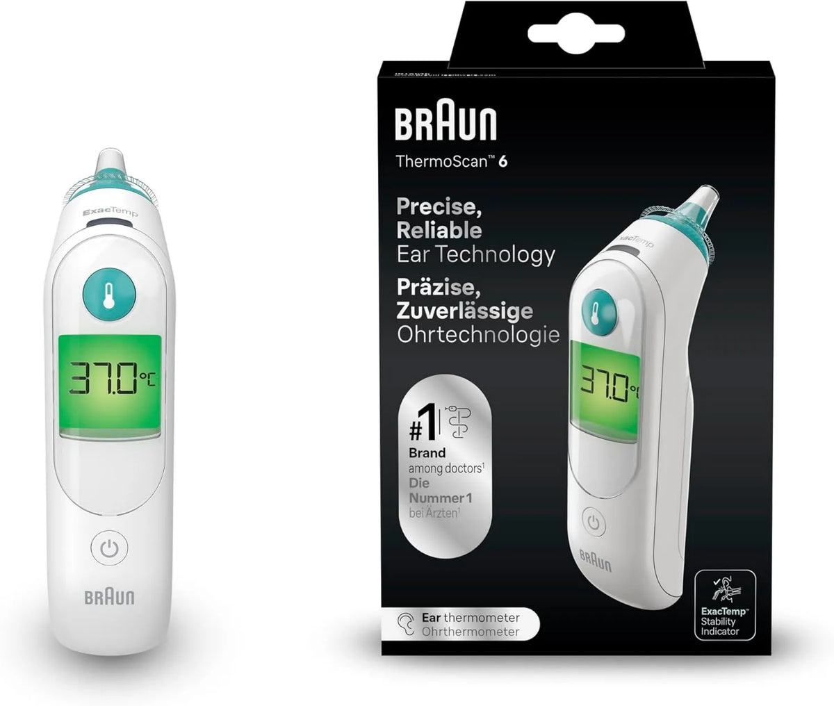 Braun, Termometr IRT6515, TermoScan, cyfrowy cyfrowy wyświetlacz z kodem koloru