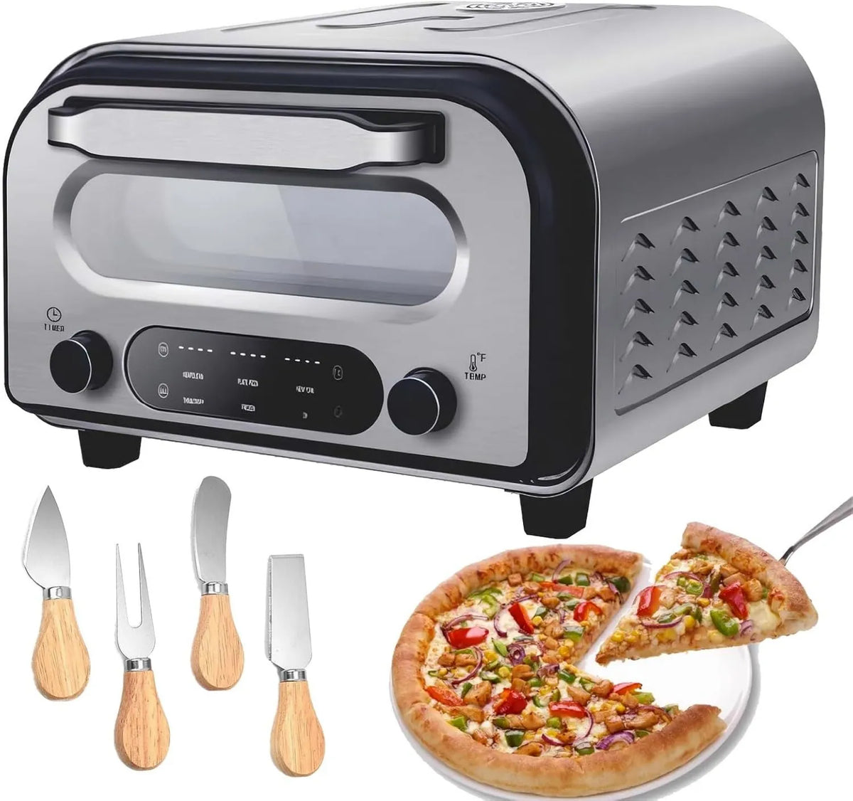 COUCHO, Elektryczny piekarnik do pizzy, 12 cali, 1700 W, dotyk, 90 Sekund gotowania, LED ekran dotykowy