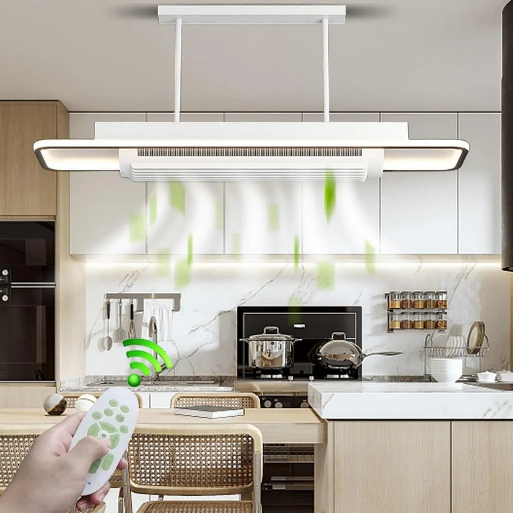 SXSCARKX, Wentylator, 100 cm, do nawrotu, oświetlenie LED, tłumik, biały, wbudowany
