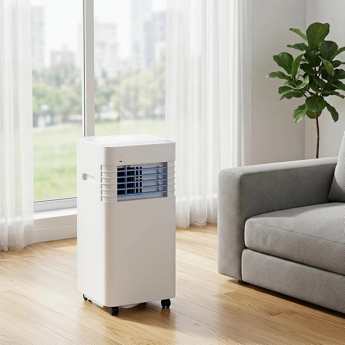 HUGGWRT, Klimatyzator 24h, licznik czasu, 5000 BTU, 2 prędkości, klimatyzator przenośny 14000 BTU z zestawem instalacyjnym, Niska konsumpcja, Cyfrowy ekran, Wentylator