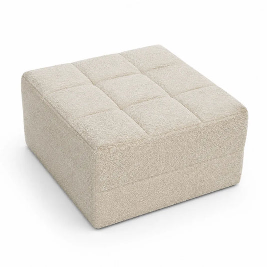 Kwadratowy puf tapicerowany tkanina poliestrowa Beżowy 50x50x30 cm