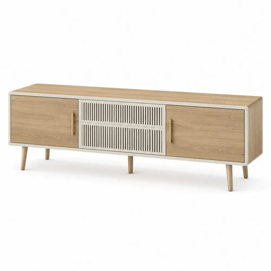 Stolik RTV z drewna dębowego i MDF 180x50x40 cm