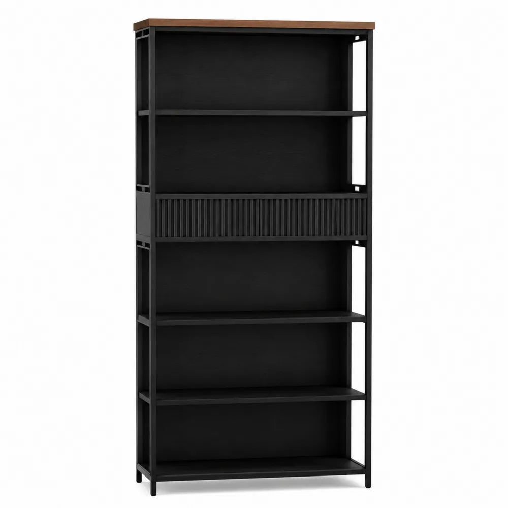 Regał metalowy z drewnianym blatem 180 cm