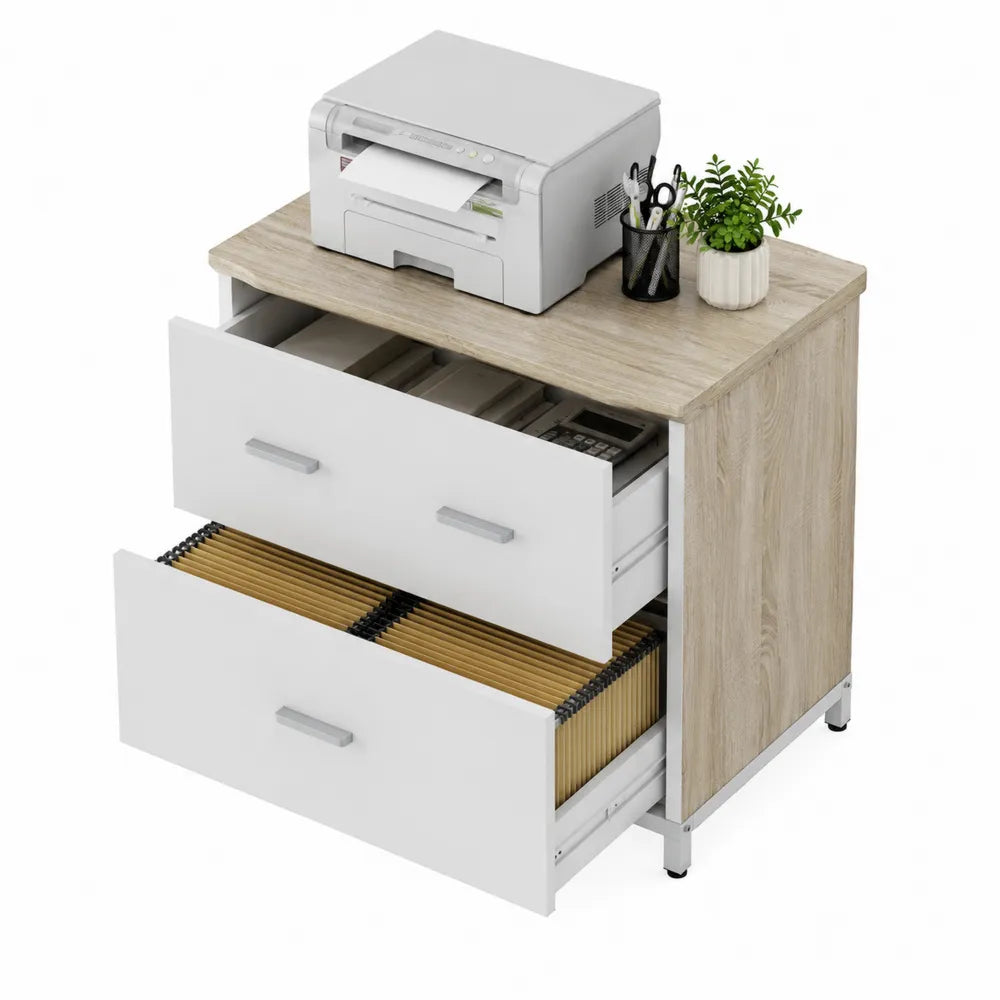Szafka biurowa z 2 szufladami z płyty wiórowej i MDF 80x40x75 cm