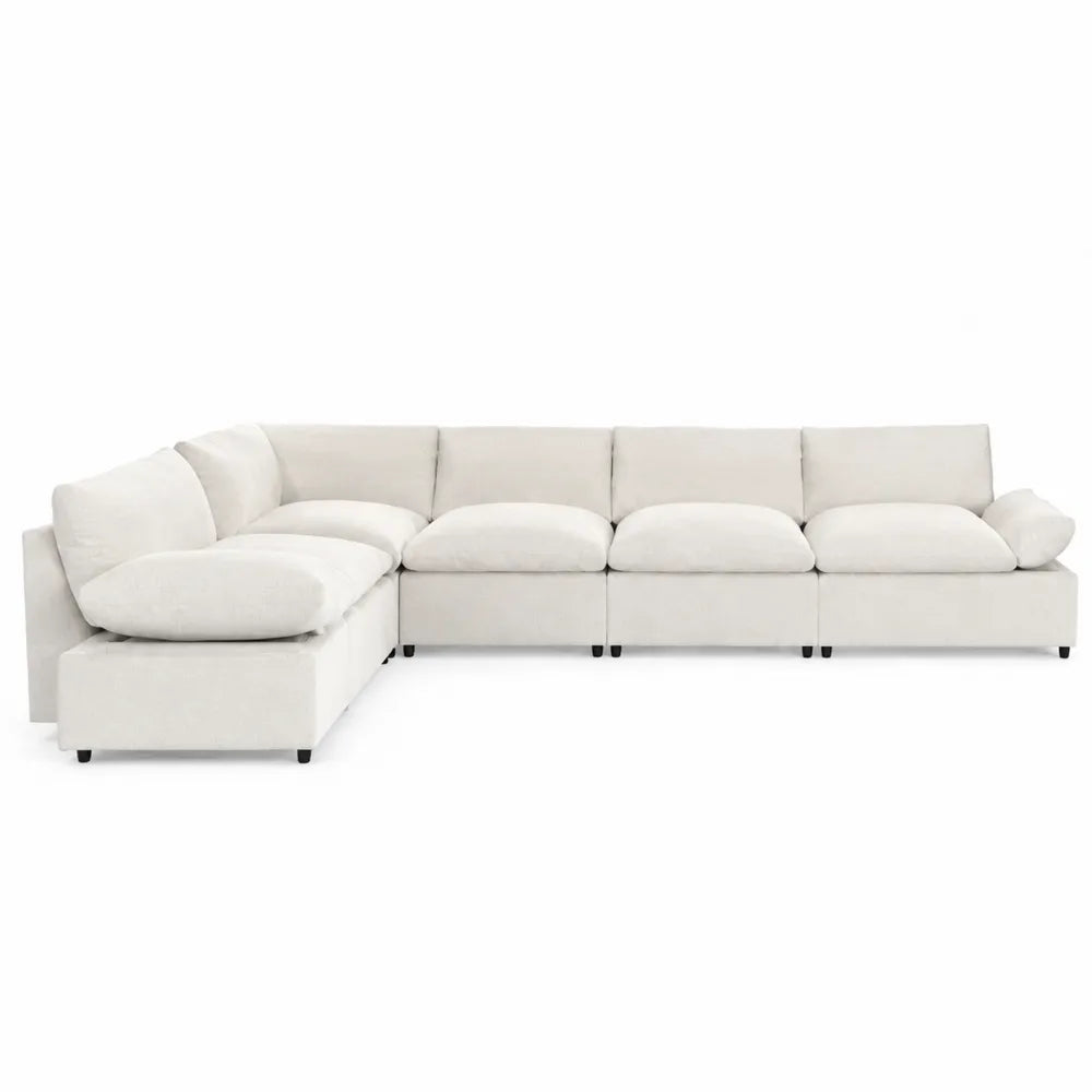 Narożna sofa modułowa z poliestru, kremowa