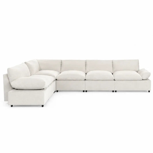 Narożna sofa modułowa z poliestru, kremowa