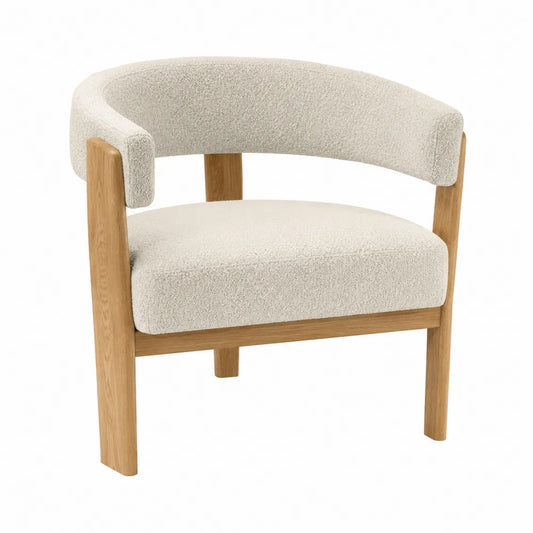 Krzesło tapicerowane Boucle z dębowym stelażem, 65cm x 75cm x 70cm