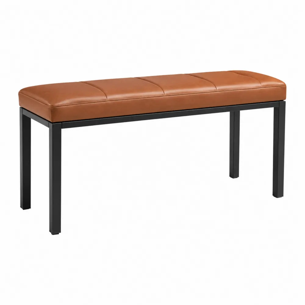 Ławka z ekoskóry na ramie metalowej 100x30x45 cm