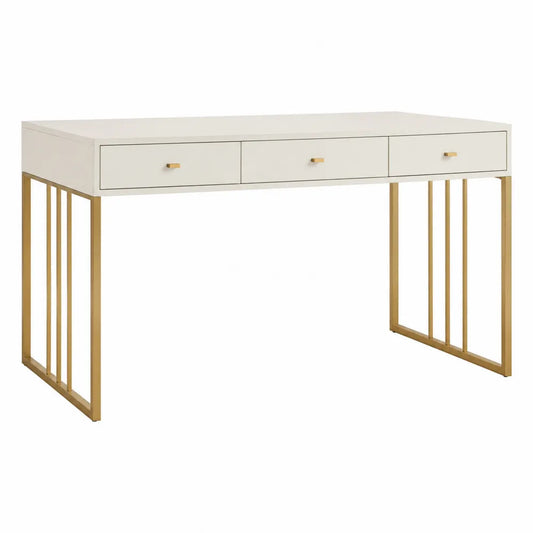 Biurko prostokątne z 3 szufladami MDF i metal 120x60x75 cm