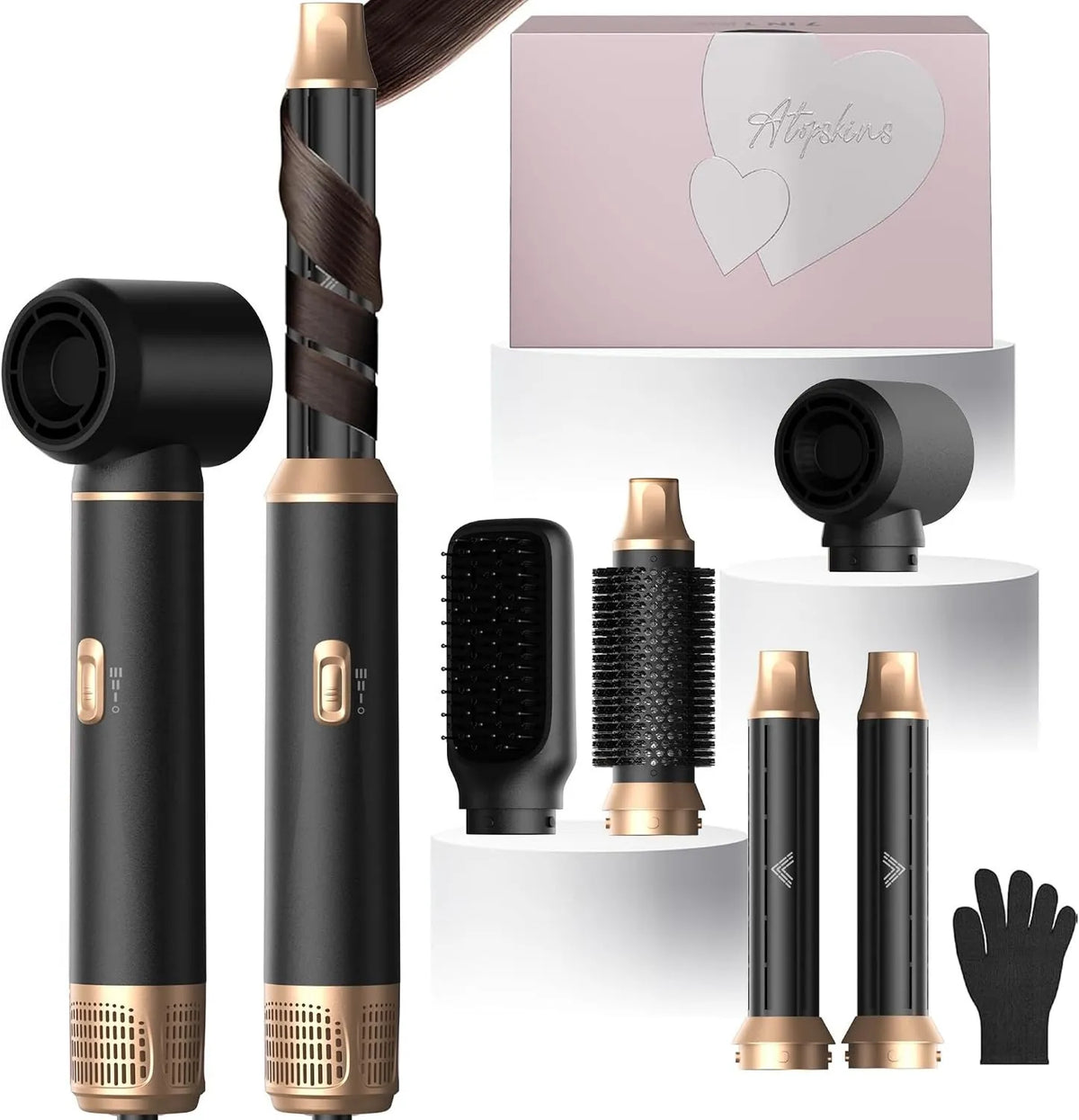 Atopskins, Szczotka, 1000 W, 1000 W Wysuszonego Włosów jonowych 5 w 1 Powietrze Styler Szczotka Wyprysk