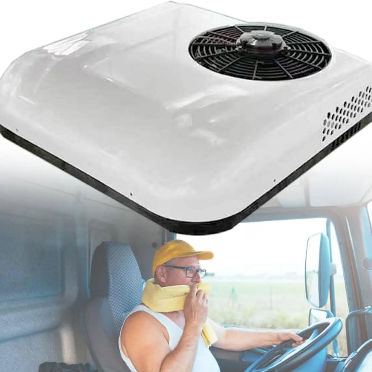 SXHEYUY, 12 V 24 V ciągnik Dach Klimatyzator, 12 V, 2in1, biały
