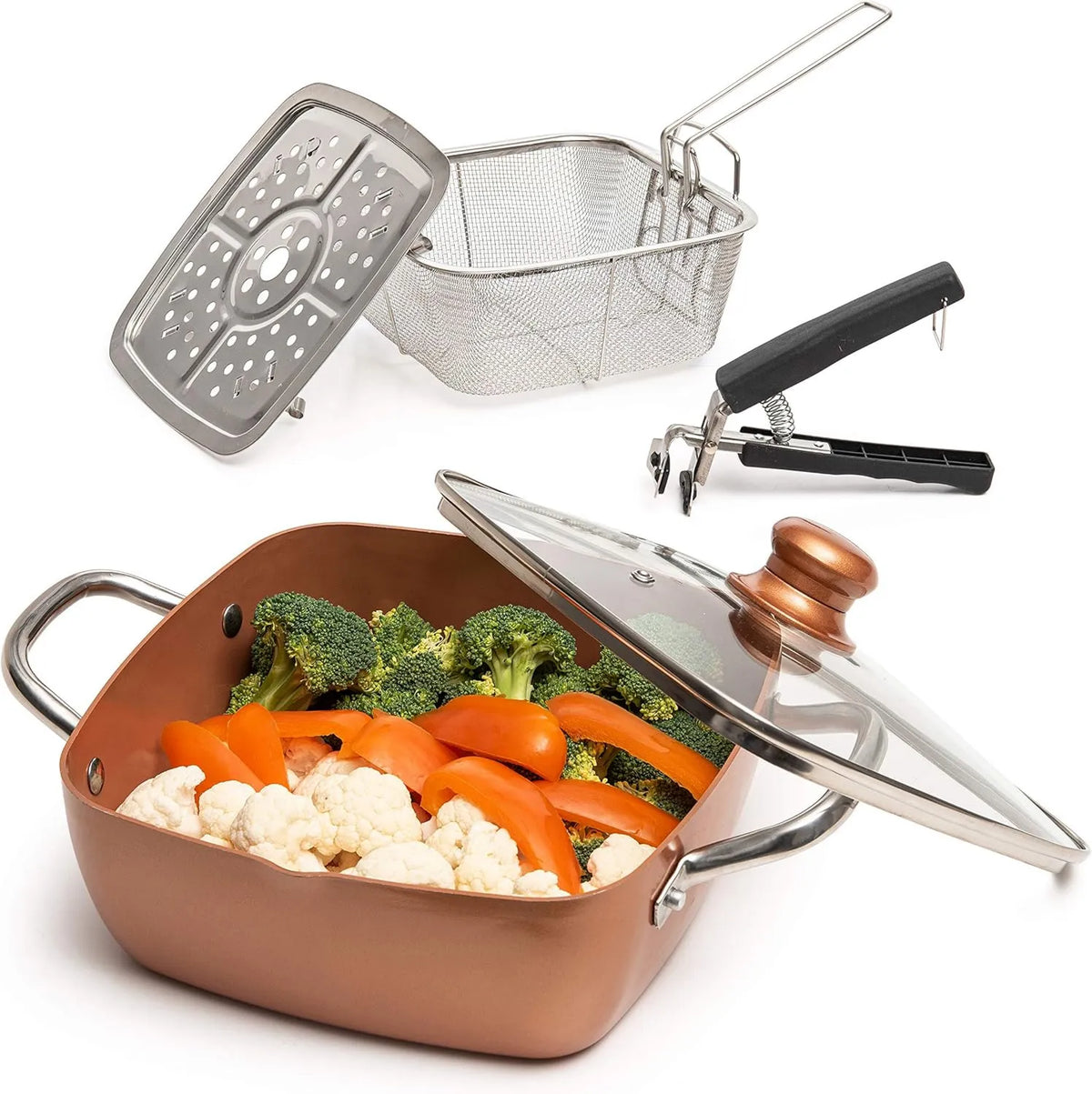 Moss & Stone, Zmywarka, 5 l, grill, para, Copper Chef Cookware Zestaw 5 niepaluszkowe patelni, kosz smażenia, bateria kuchenna w