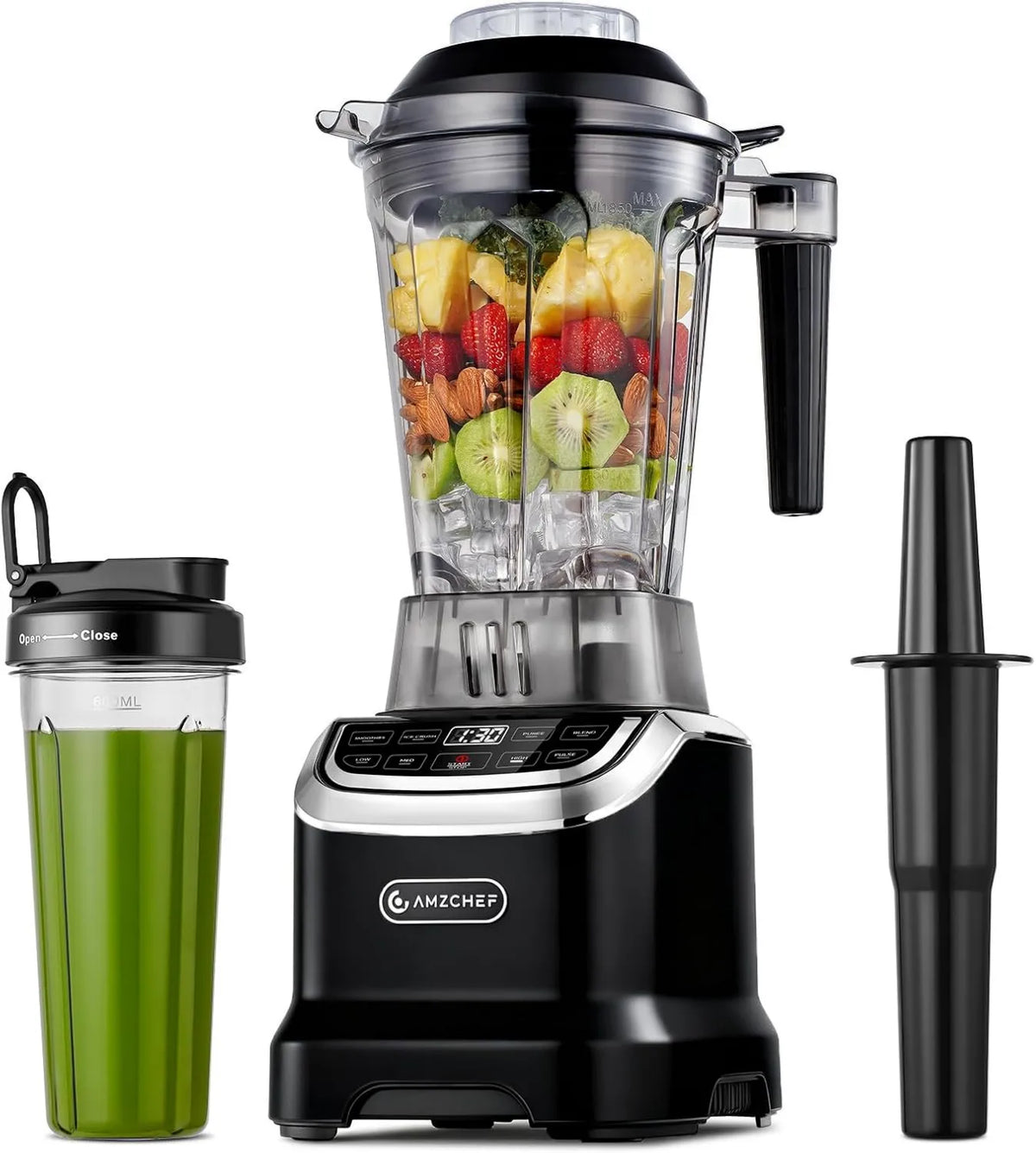 Mikser planetarny, 1800 W, 1,85 l, 600 ml, AMZCHEF Mikser stojący 2 w 1 z dwoma pojemnikami do mieszania, blender mikser o wysokiej wydajności 1800 W