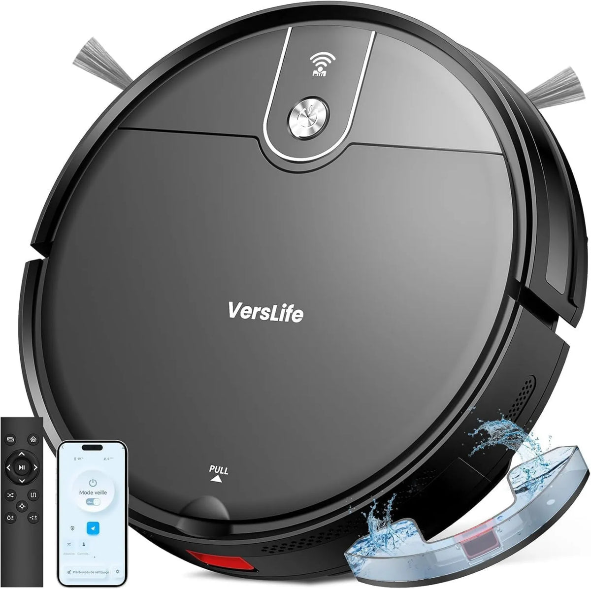 VersLife robot sprzątający, Robot odkurzacz, robot 2- in-1 120Min, WiFi, czarny, Alexa / WiFi / APP / Telecommand, 4000Pa 2-en-1