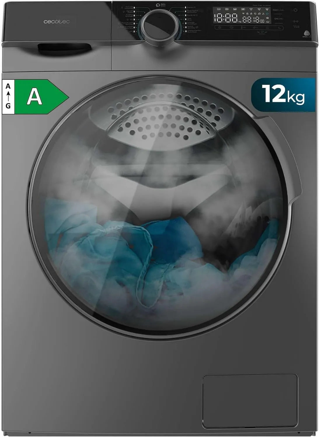 Cecotec pralka, Bolero DressCode 121000, 2000 W, 14 programów, 12 kg, Inwerter, 1400 obr. / min, max regulowane min, Certyfikacja WoolMark, Pielęgnacja Spa