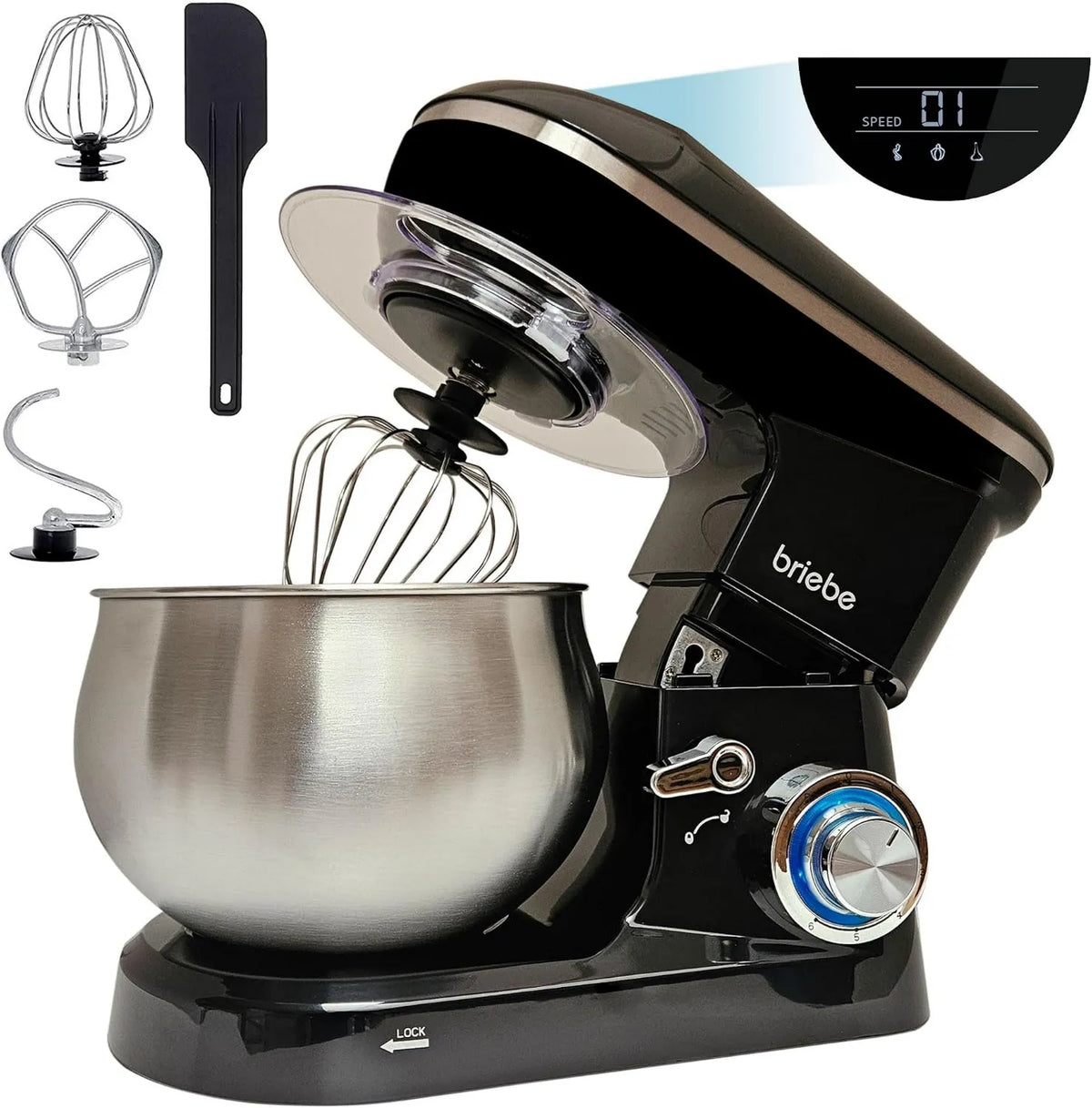 KM1164 robot kuchenny, 1800 W, sterowanie dotykowe, briebe Mikser do ciasta 1800 W MAX, profesjonalny robot kuchenny, ruch orbitalny