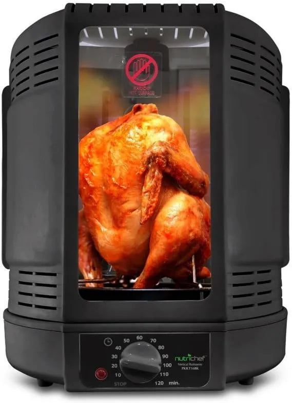 NutriChef mini piekarnik, Piec elektryczny, 700 W, kompaktowy, czarny, Cuter Chef z grilla z klamrą, kebab i mięso
