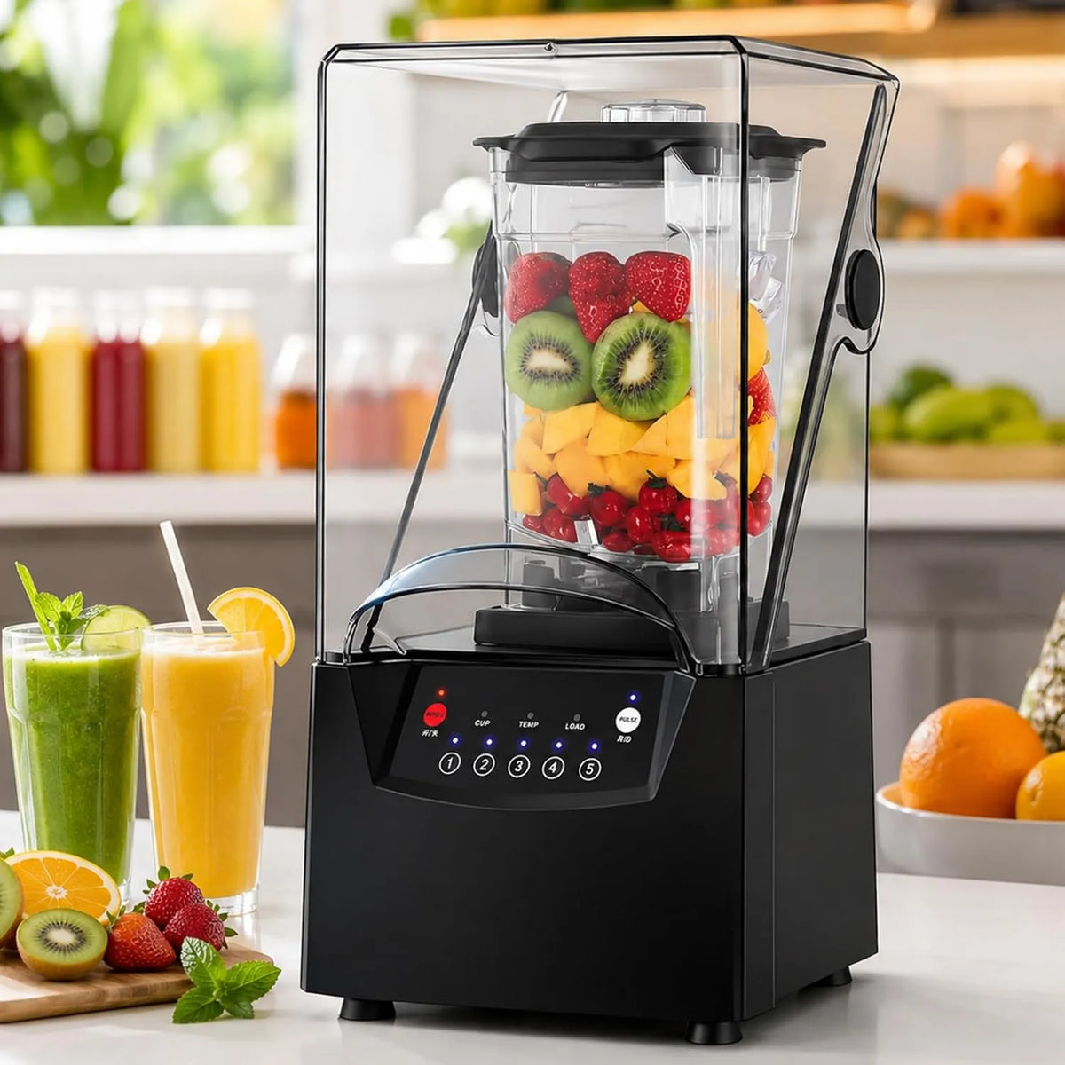 pealiritansemen blender kielichowy, Mikser, 1.8 l, 200 W, 5 programów i funkcja pulsu do barów i kafejek z sokiem, profesjonalny, stal nierdzewna