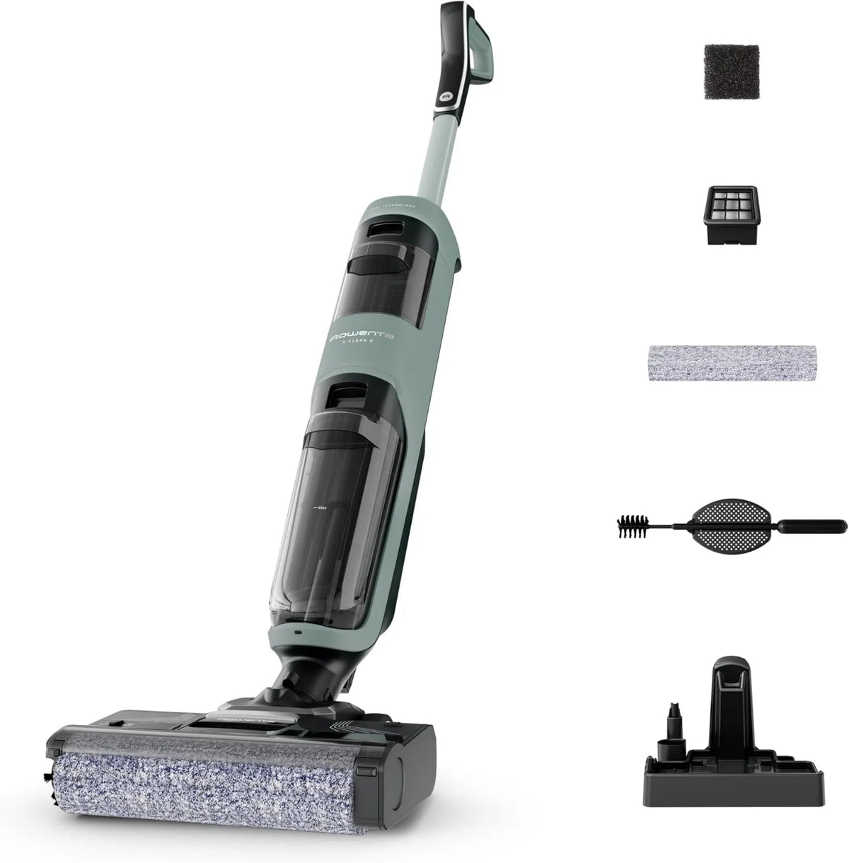 Rowenta GZ2262 odkurzacz, 1,2 kg, 730 ml, 440 ml, Odkurzacz i mop 2w1 X-Clean 2, czyszczenie wzdłuż krawędzi