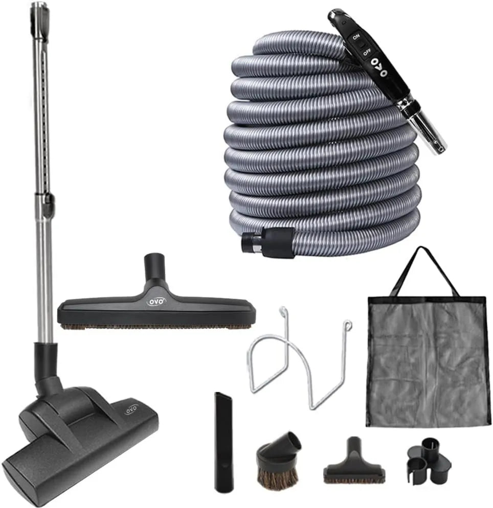 Odkurzacz, 30 cm, 95 cm, regulacja ustawień, OVO Zestaw centralnego odkurzacza Deluxe Plus, wąż niskiego napięcia 9 m