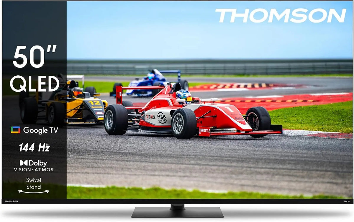 THOMSON telewizor, Google 50QG7C14 Smart TV, 50 cali, 144 Hz, TV, QLED, HDR, dźwięk Dolby, HDMI, WiFi, Bluetooth, HDR10, Triple- Tuner, Dolby Audio, 126 cm, CI +