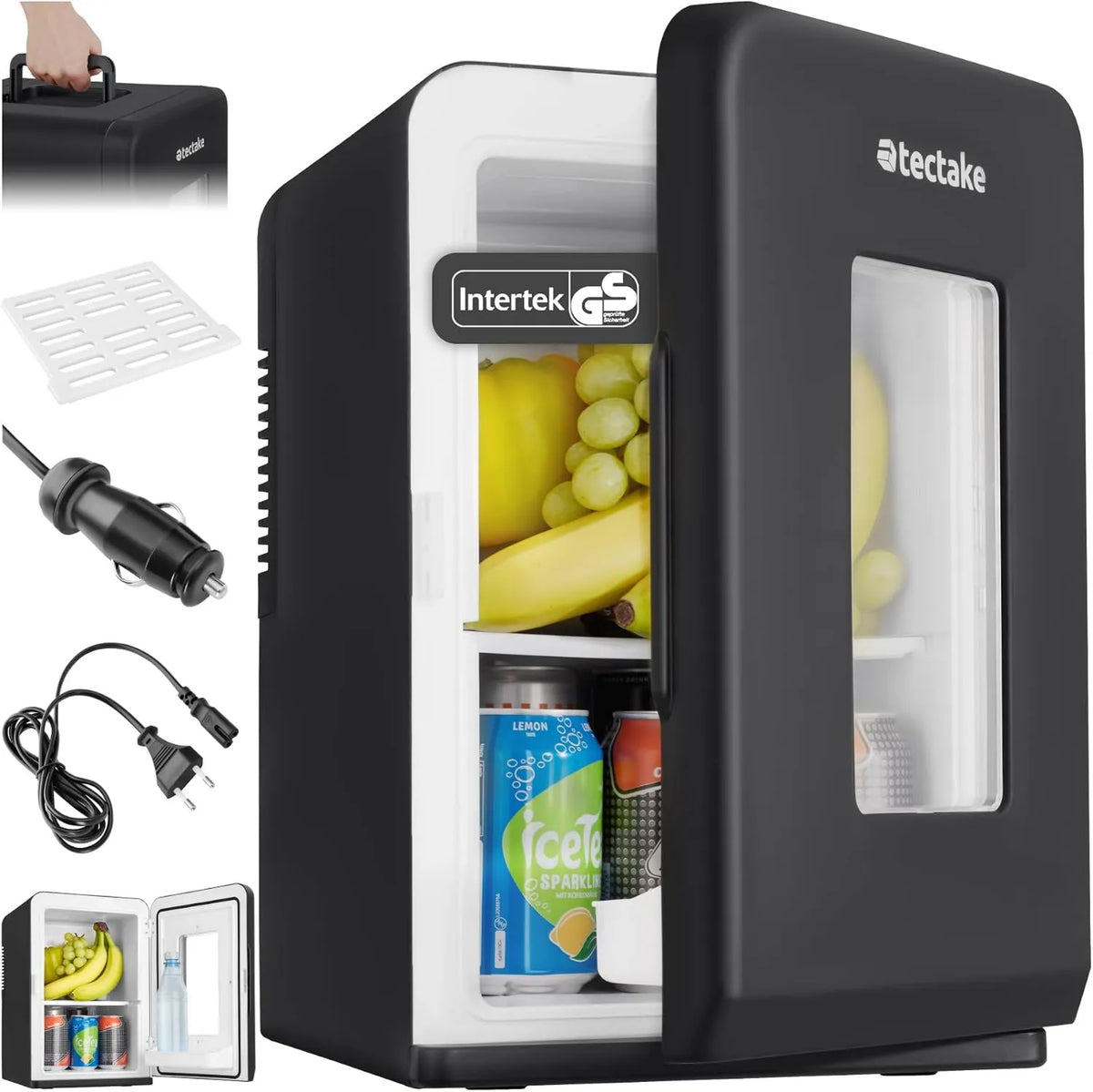 tectake minilodówka, 2in1 elektryczna chłodnica, 14 l, samochód, kemping, przenośna mini lodówka, 2in1 funkcja Chłodzenie i ogrzewanie, idealna elektryczna chłodnica Napoje 2en1